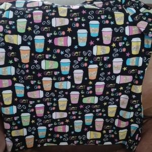 Coffee printed scrub top